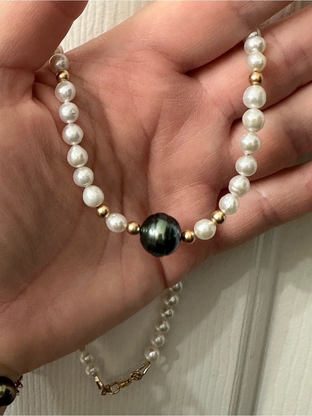 Pearl Necklace Edison Tahitian Pearls Gold-Filled Handmade 18” NWOT
